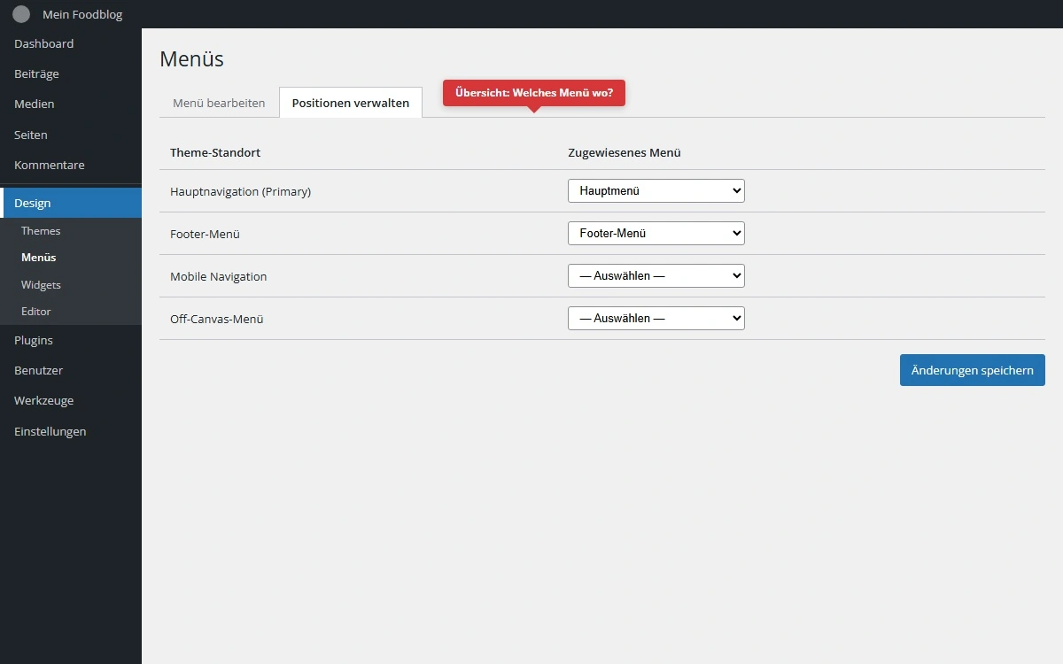 Positionen verwalten